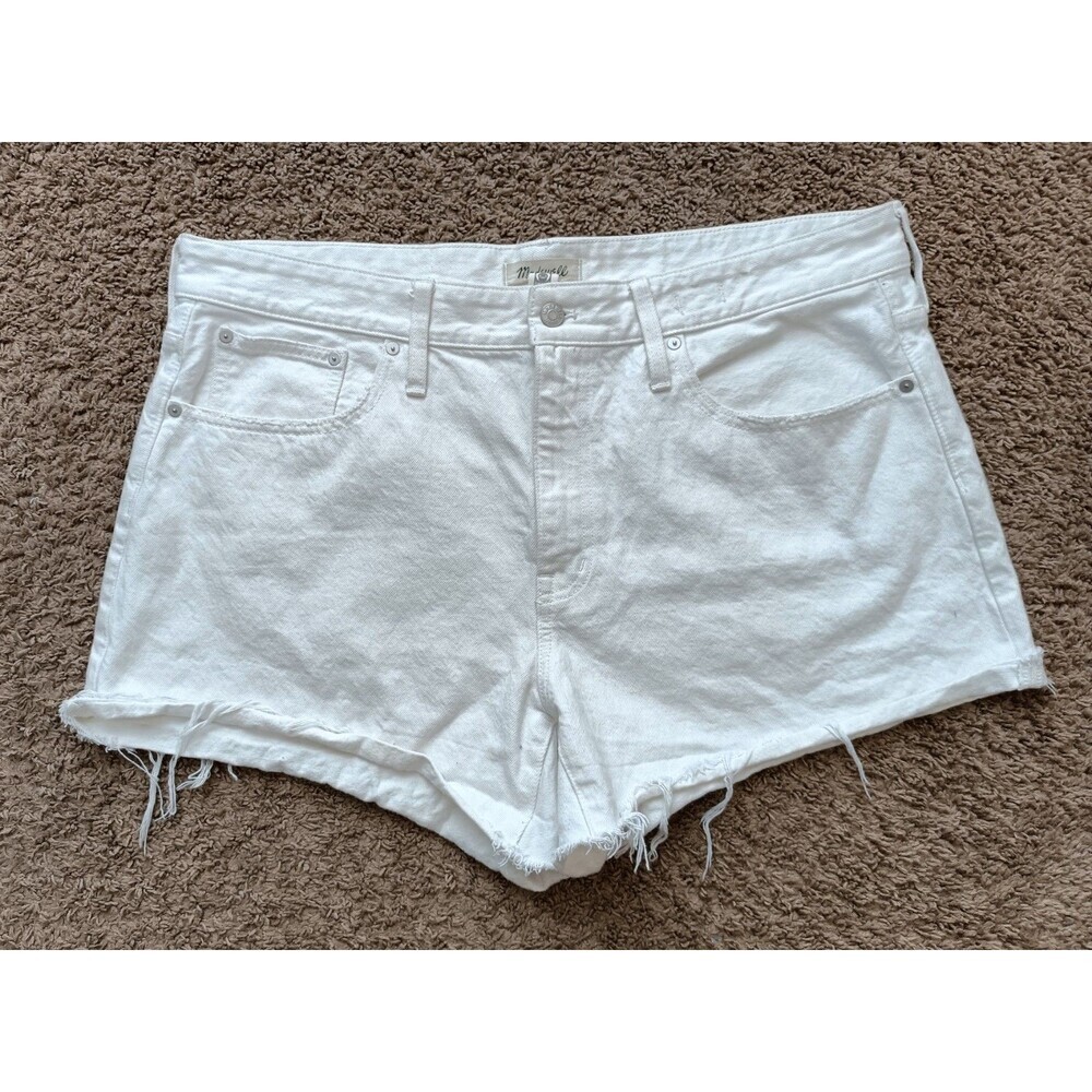 Madewell Denim Shorts Women's Size 16W Relaxed Fit White Raw Hem